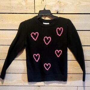 Staccato Black Sweater with Pink Heart Design
